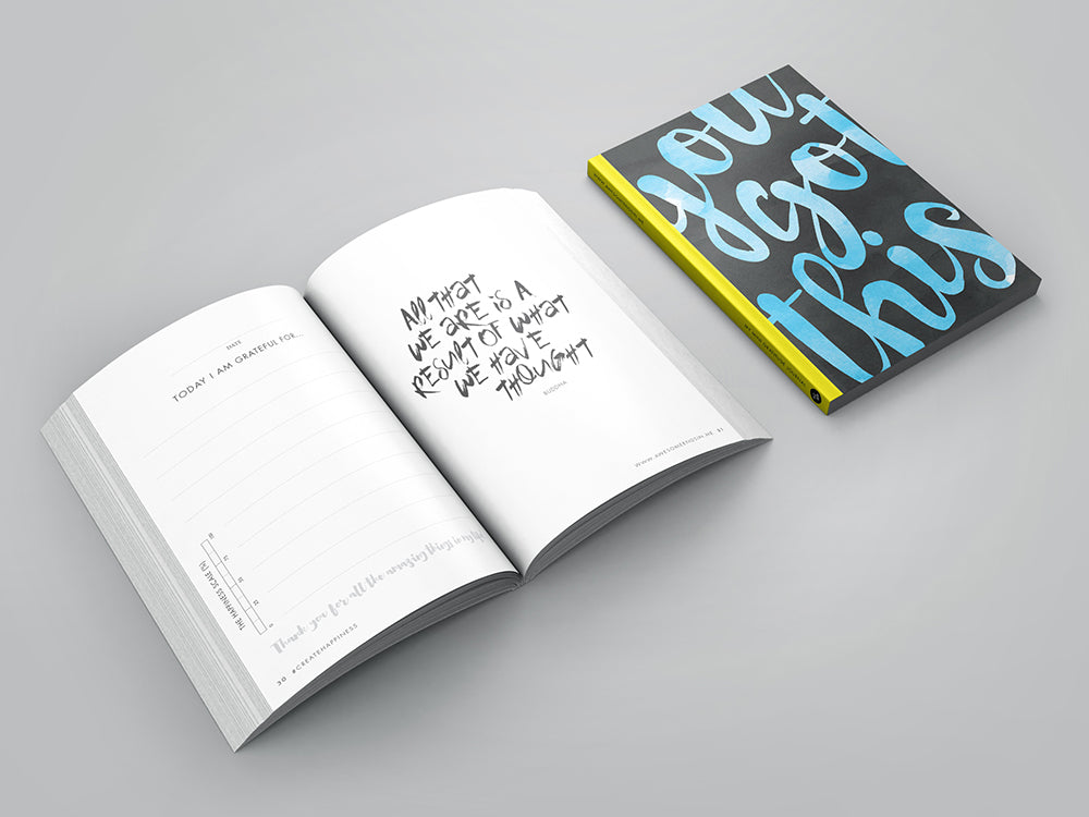 You got this gratitude journal showing the cover and the inside to get an idea of journal.