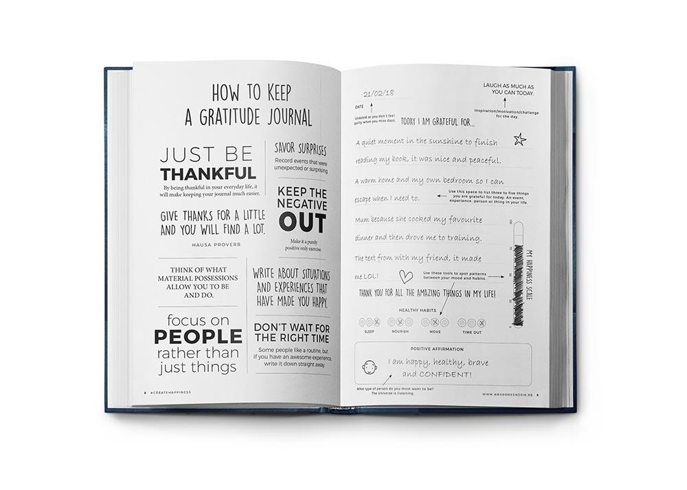 Inside look of the gratitude journal.